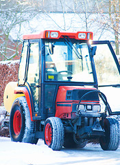 Image showing Orange snow tractor in Denmark