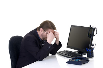 Image showing Businessman on desk 