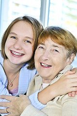 Image showing Granddaughter visiting grandmother