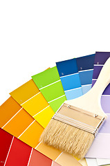 Image showing Paint brush with color cards