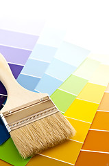 Image showing Paint brush with color cards