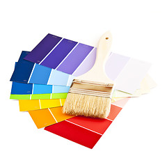 Image showing Paint brush with color cards