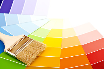 Image showing Paint brush with color cards