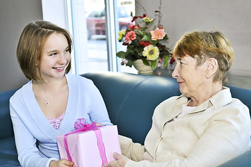 Image showing Granddaughter visiting grandmother