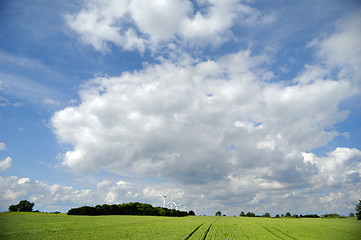 Image showing Landscape and wind turbines