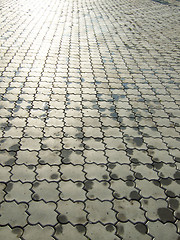 Image showing wet ornate paving stones