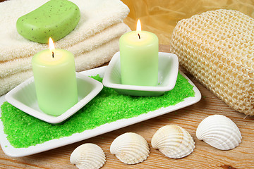 Image showing Candles in spa resort