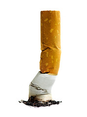 Image showing Close up of cigarette on white