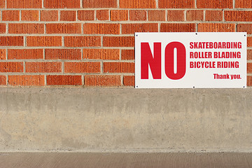 Image showing no skateboarding rollerblading bicycle riding
