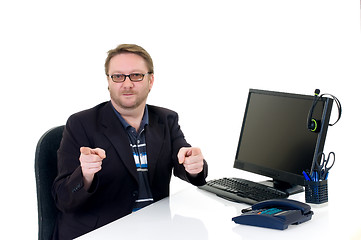 Image showing Businessman on desk 