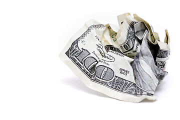 Image showing crumpled hundred dollar bill