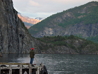 Image showing fishing in a fjord