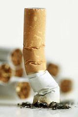 Image showing Close up of cigarette on white