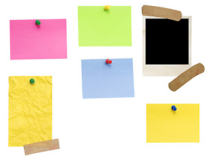 Image showing colored empty notes and photo frame