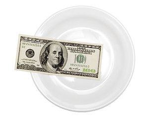 Image showing one hundred dollar in plate 