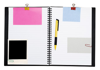 Image showing open spiral notebook on white