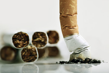 Image showing Close up of cigarette on white