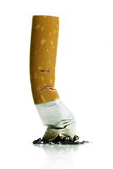 Image showing Close up of cigarette on white