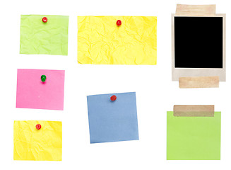 Image showing photo frame and colored empty notes 