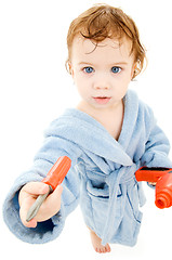 Image showing baby boy with toy tools