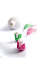 Image showing toothpaste and toothbrushes