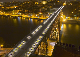 Image showing big modern bridge at nighttime