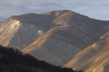 Image showing sunset in high mountains