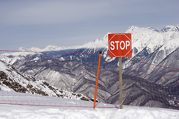 Image showing high mountains warning