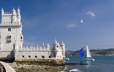 Image showing Belem tower and yacht