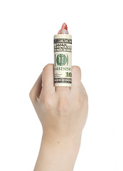 Image showing dollars on finger