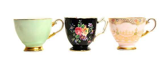 Image showing Antique Teacups Row