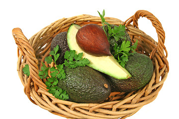 Image showing Avocado Quarter In A Basket