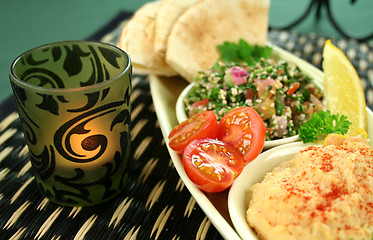 Image showing Vegetarian Delights With Candle