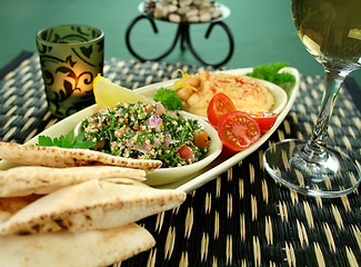 Image showing Hummus And Pita Bread