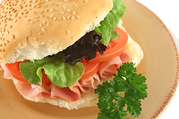 Image showing Ham And Salad Roll
