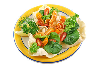 Image showing Salmon Pappadums With Garden Salad