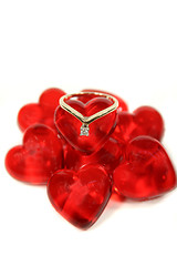 Image showing Ring On Glass Hearts