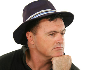 Image showing Man In Hat Thinking