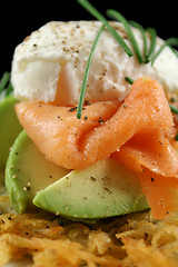 Image showing Salmon And Poached Egg Stack