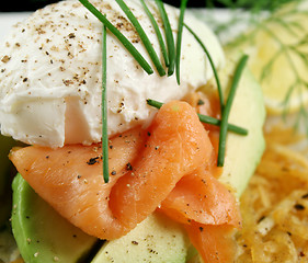 Image showing Salmon And Poached Egg Stack