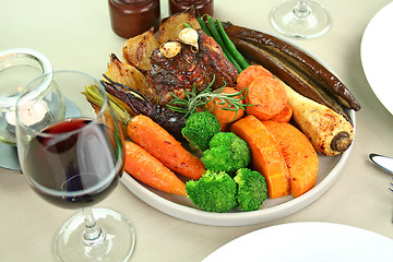 Image showing Roasted Lamb And Vegetables