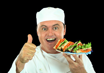 Image showing Messy Salad Sandwich Chef