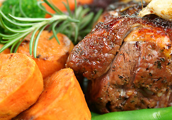 Image showing Roast Lamb And Vegetables