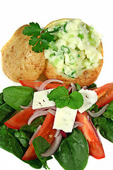 Image showing Stuffed Baked Potato And Salad 