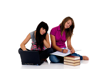 Image showing Teenager girls studying 