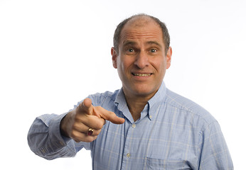 Image showing middle age man handsome pointing portrait