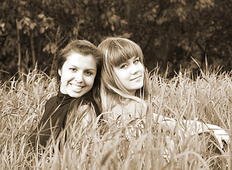 Image showing girls in grass