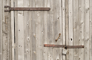 Image showing lock and wooden gate