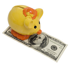 Image showing piggy bank and dollars