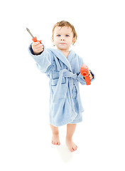 Image showing baby boy with toy tools
